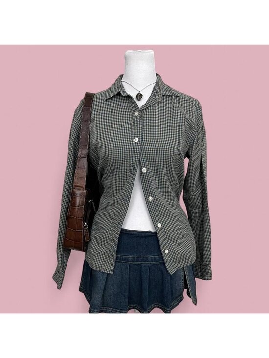 L.L.Bean Tops - vintage ll bean blue brown cotton plaid essential basic button up shirt